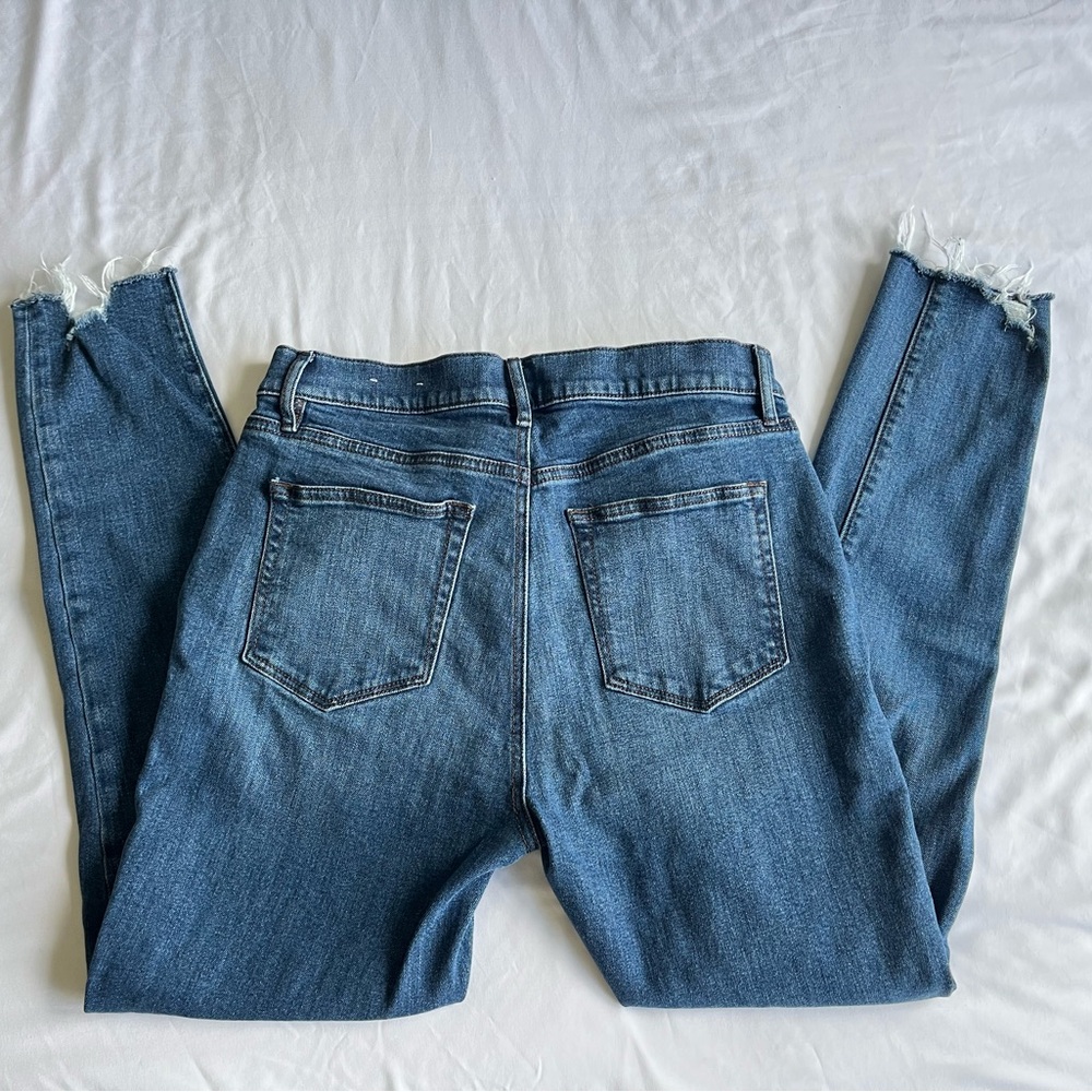 LOFT Frayed Hem Blue Ankle Jeans